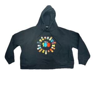 Disney 100 Womens XL Hoodie Unified Characters Pullover Sweatshirt Black